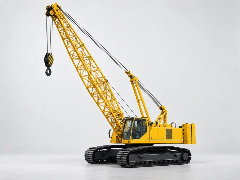 Hình minh họa crawler crane — thiết bị vàng và than đậm