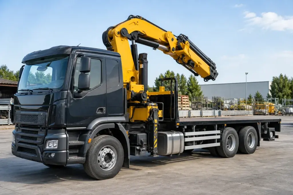 Các khớp gập và đoạn triển khai trên cẩu gắn xe tải
