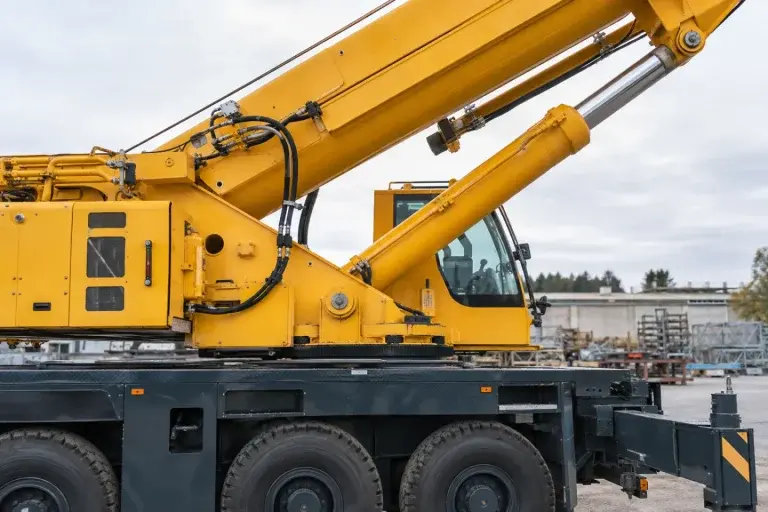 Xi lanh thay đổi góc cần và các khớp chịu lực của xe cẩu thủy lực